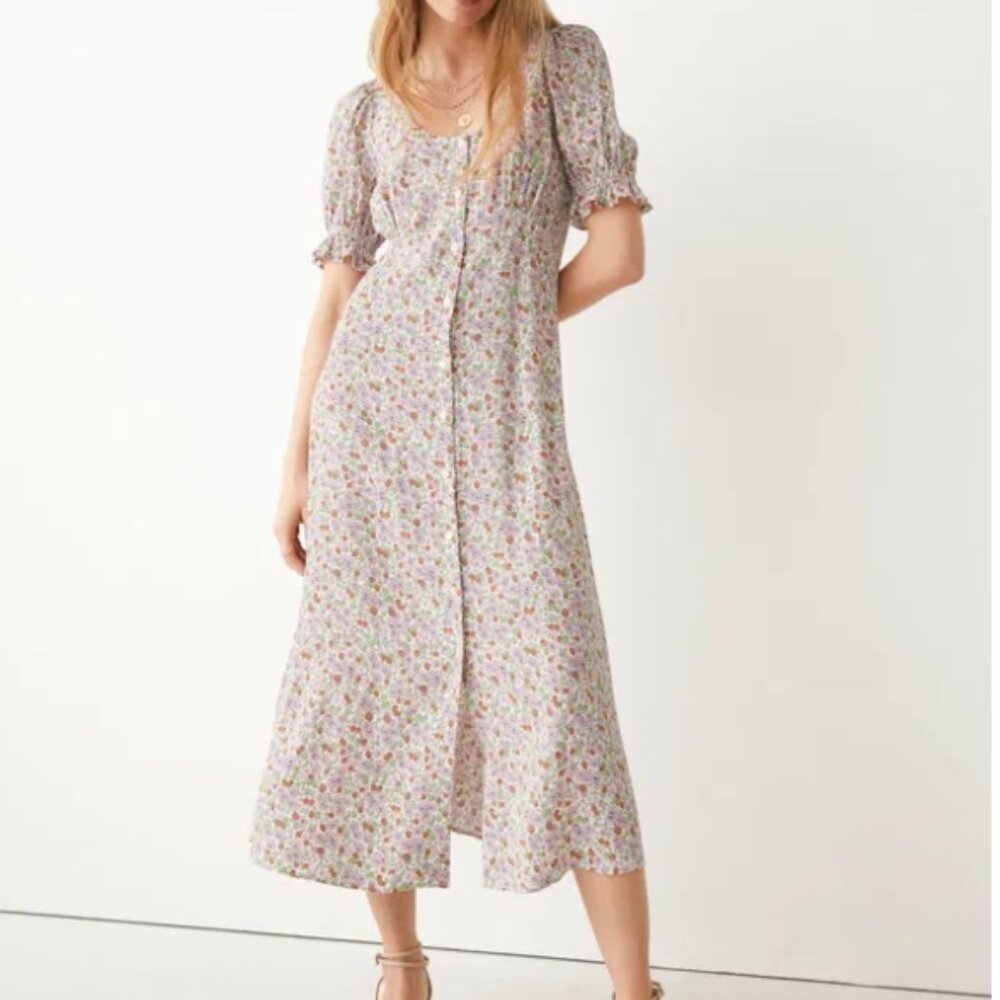 NWT & Other Stories Printed Button Up Midi Dress - Floral Print